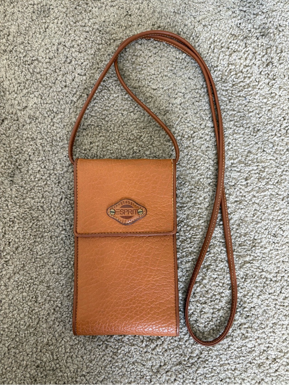 Vintage Esprit Brown Crossbody Wallet Organizer Purse